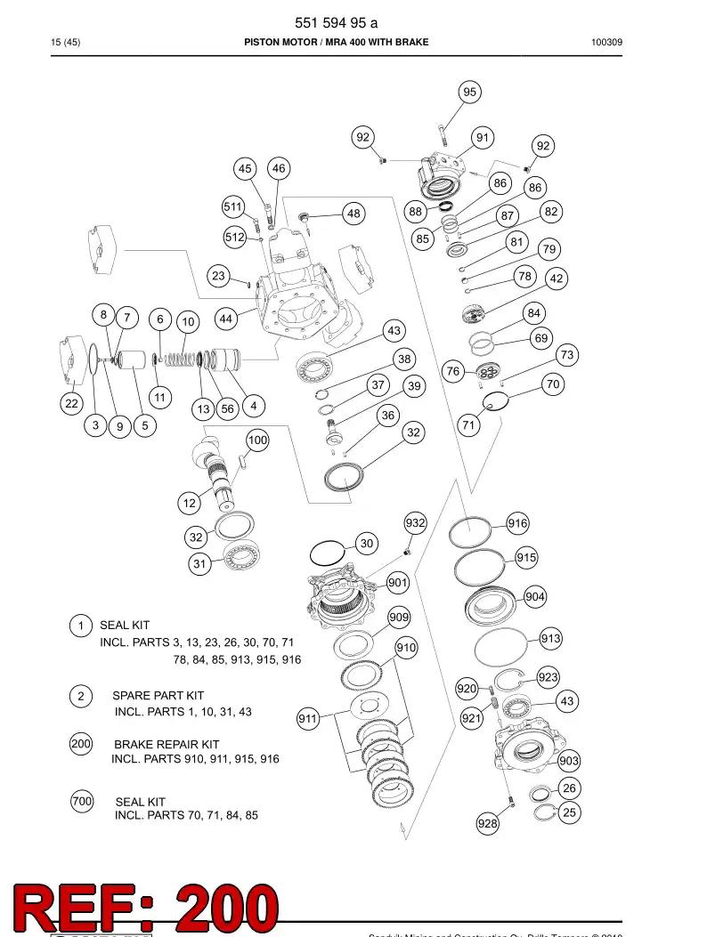 55180904a 551 809 04a Brake - Sandvik Technical Drawing
