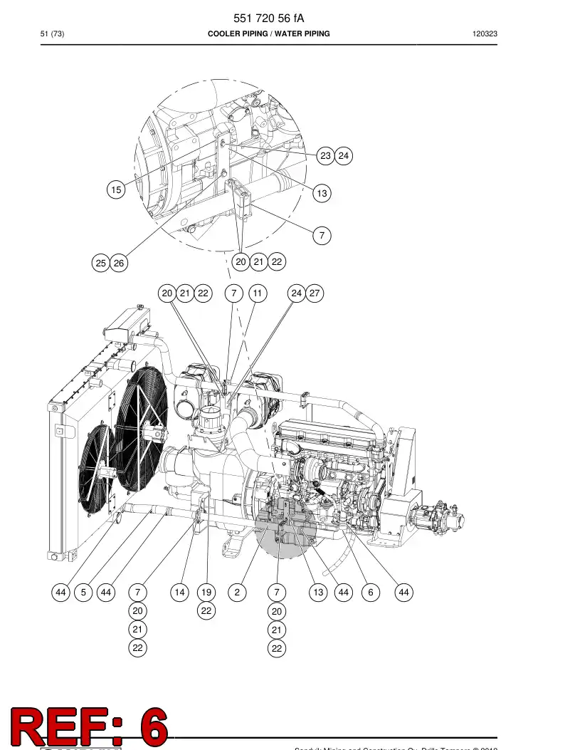 55181028 551 810 28 Water hose - Sandvik Technical Drawing