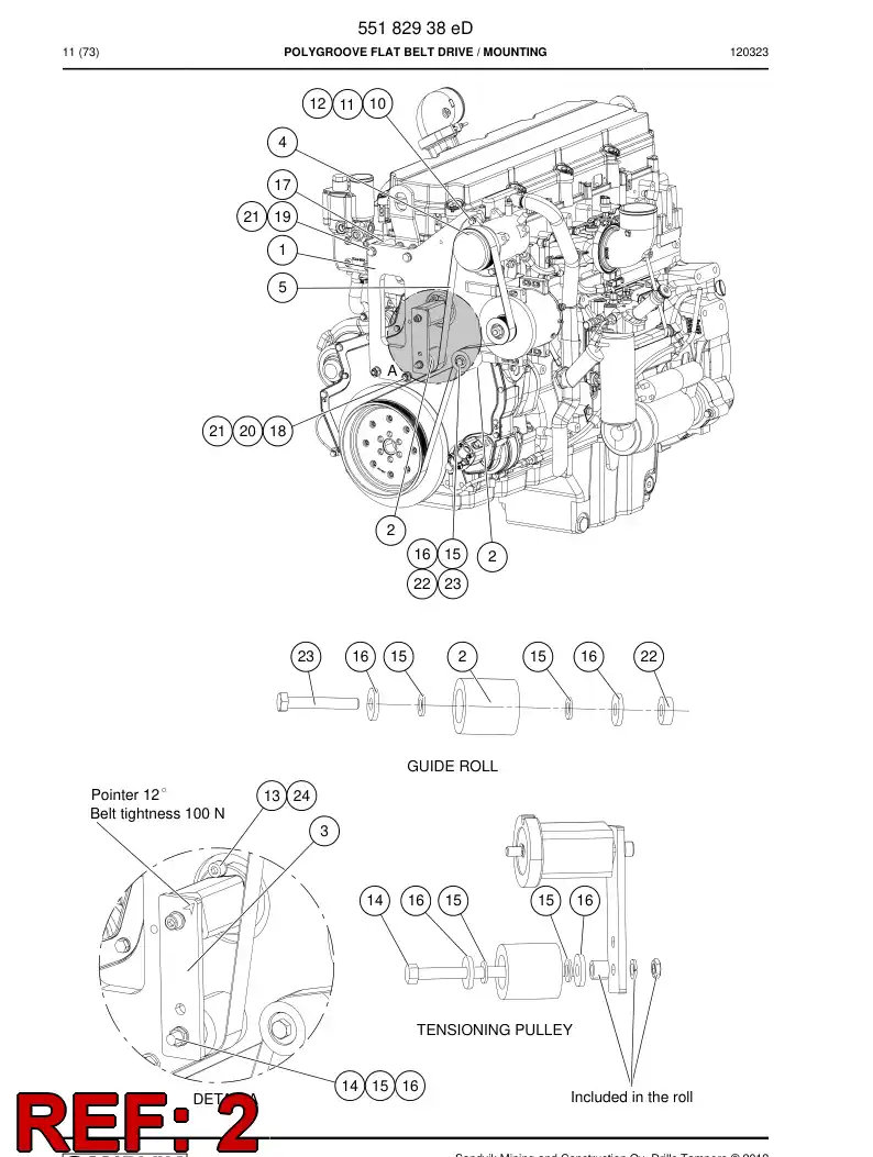 55181036a 551 810 36a Tension pulley - Sandvik Technical Drawing