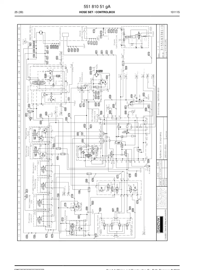 55181051d 551 810 51d HOSE SET - Sandvik Technical Drawing