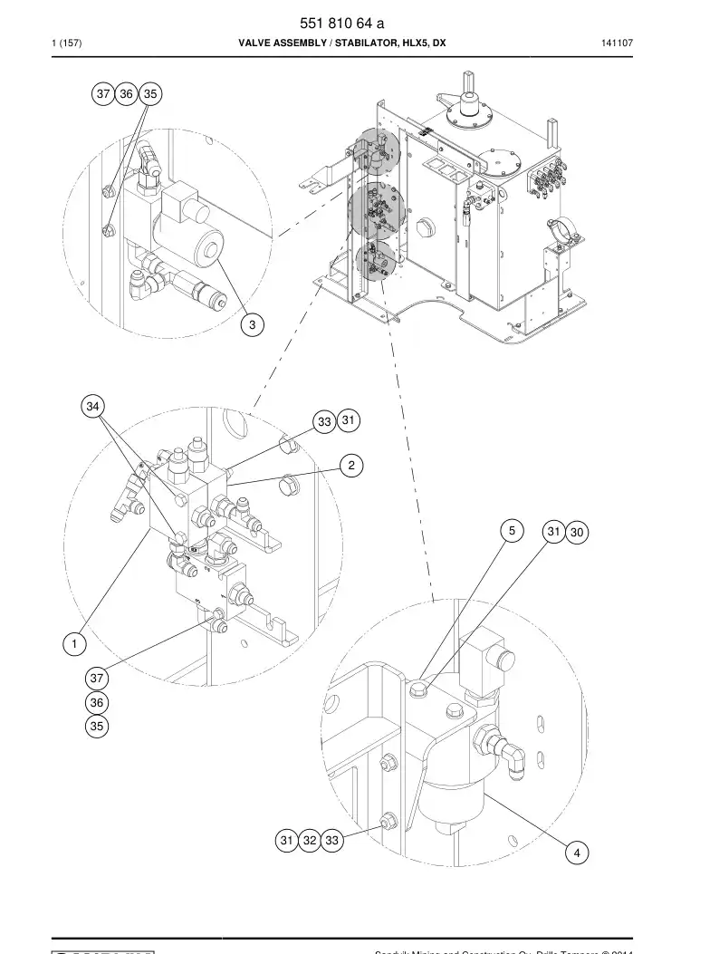 55181064a 551 810 64a Valve Assembly - Sandvik Technical Drawing