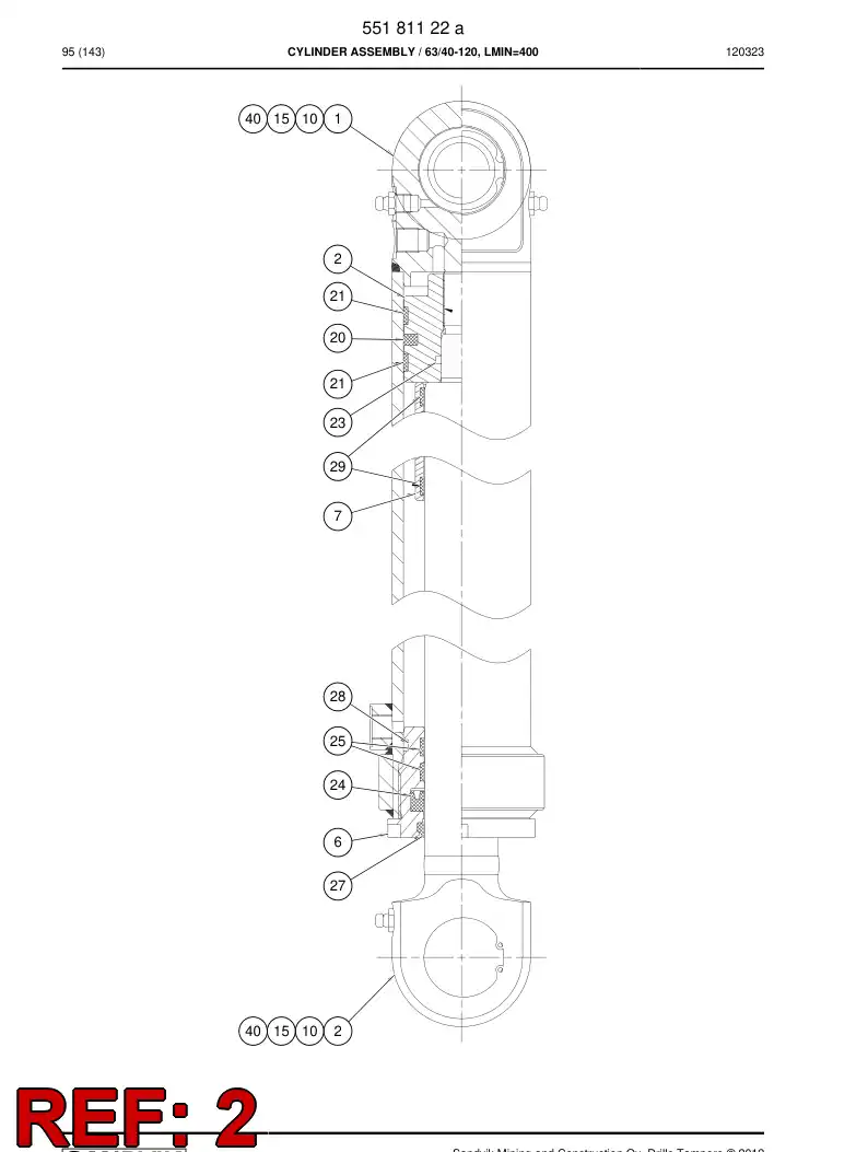 55181125 551 811 25 PISTON rod assembly - Sandvik Technical Drawing