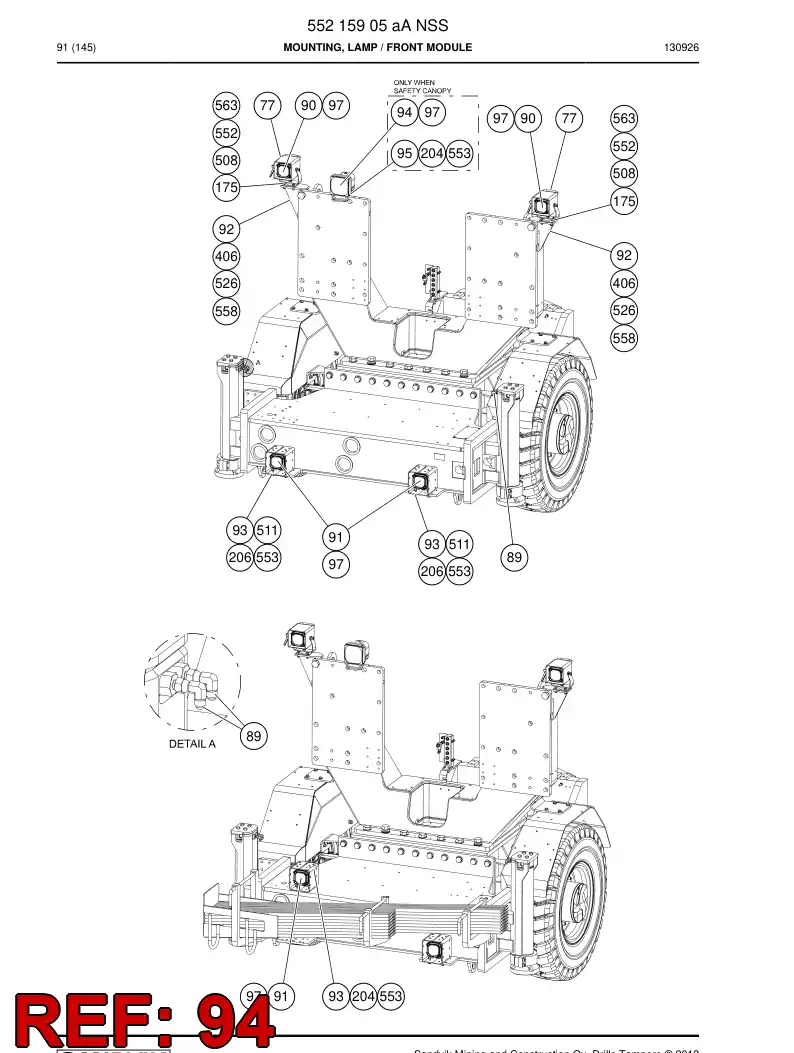 55181151 551 811 51 Lamp accessory - Sandvik Technical Drawing