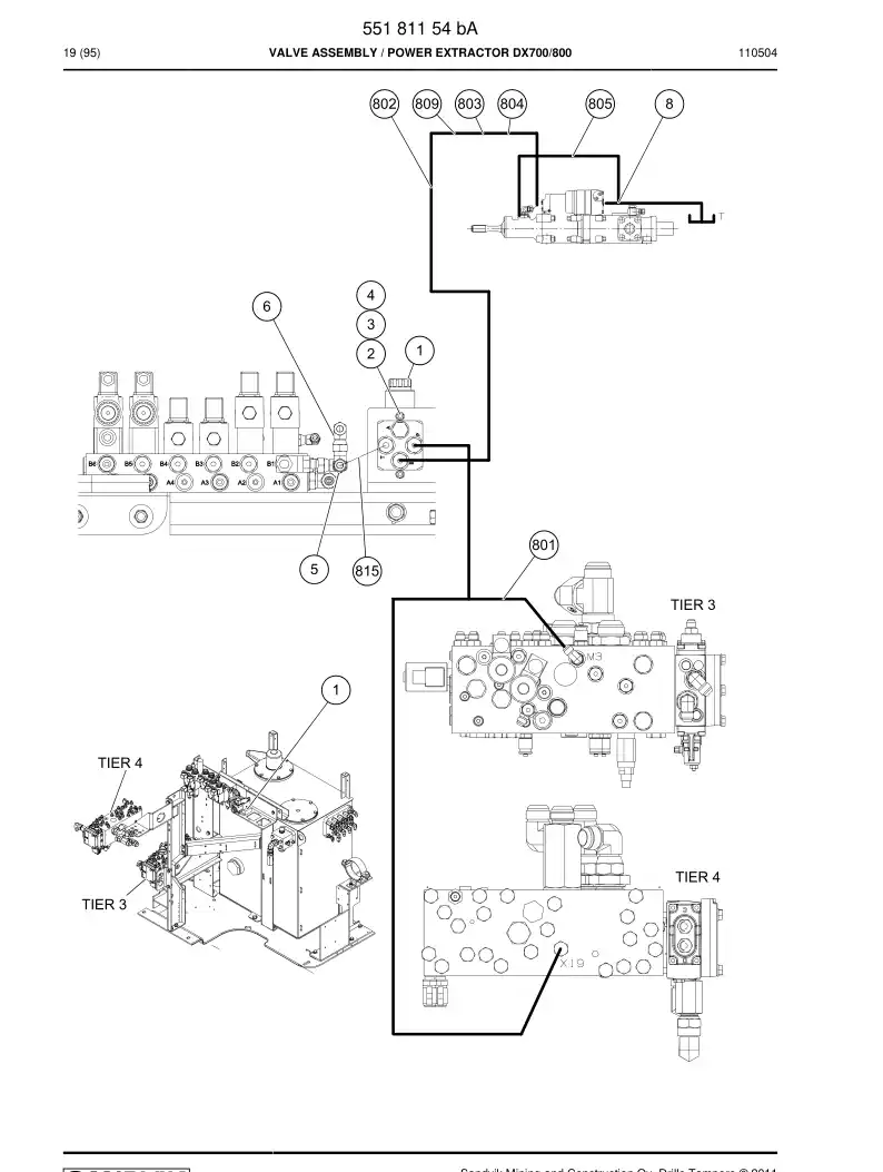 55181154b 551 811 54b VALVE ASSEMBLY - Sandvik Technical Drawing