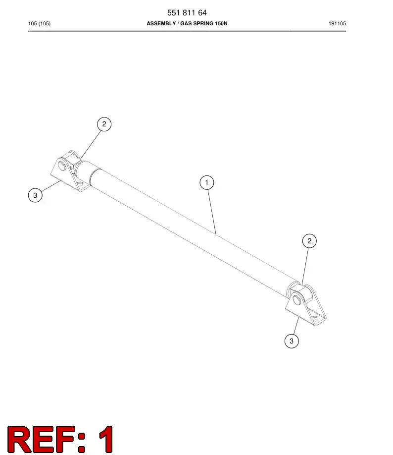 55181165 551 811 65 Spring, Gas - Sandvik Technical Drawing