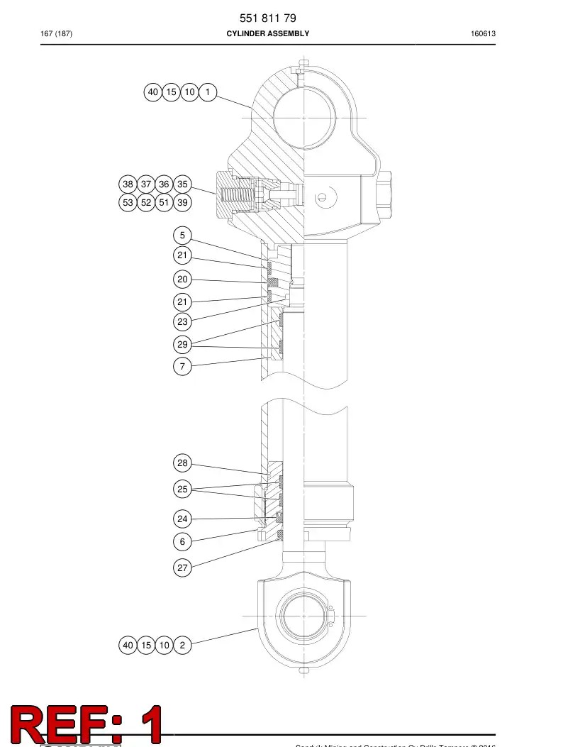 55181180 551 811 80 Cylinder Tube Assembly - Sandvik Technical Drawing
