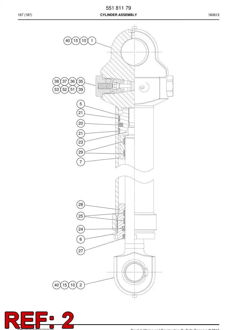55181183 551 811 83 PISTON Rod Assembly - Sandvik Technical Drawing