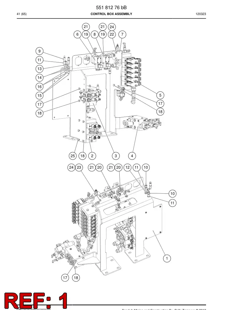 55181277b 551 812 77b Supporting block assembly - Sandvik Technical Drawing