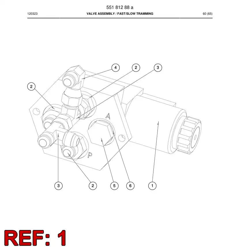 55181291a 551 812 91a VALVE ASSEMBLY - Sandvik Technical Drawing