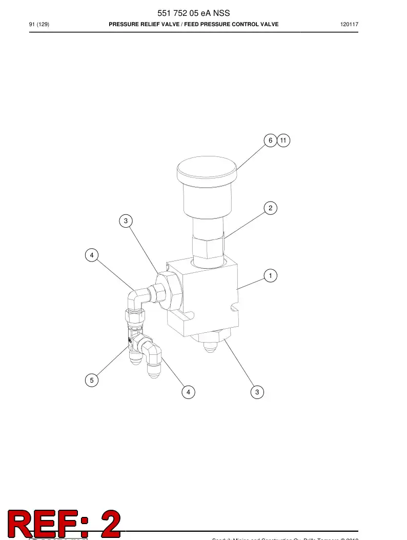 55181309 551 813 09 Valve, Pressure Relief - Sandvik Technical Drawing