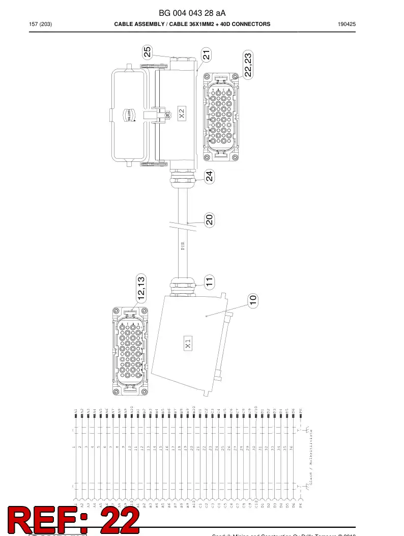 55181340 551 813 40 Connector, Multipole, Male - Sandvik Technical Drawing
