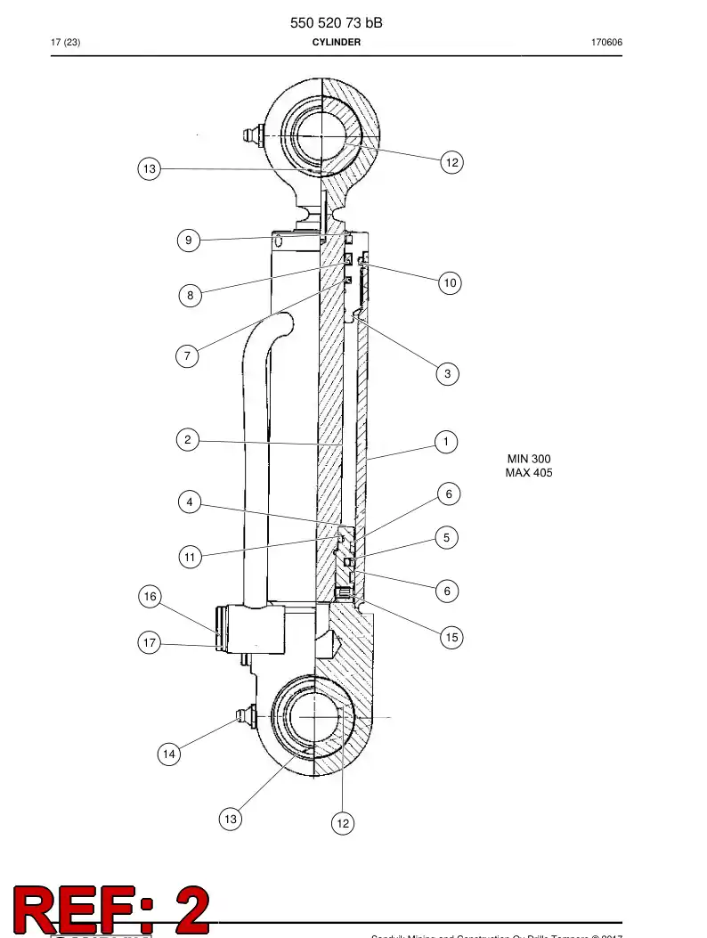 55181456 551 814 56 Rod, Cylinder - Sandvik Technical Drawing