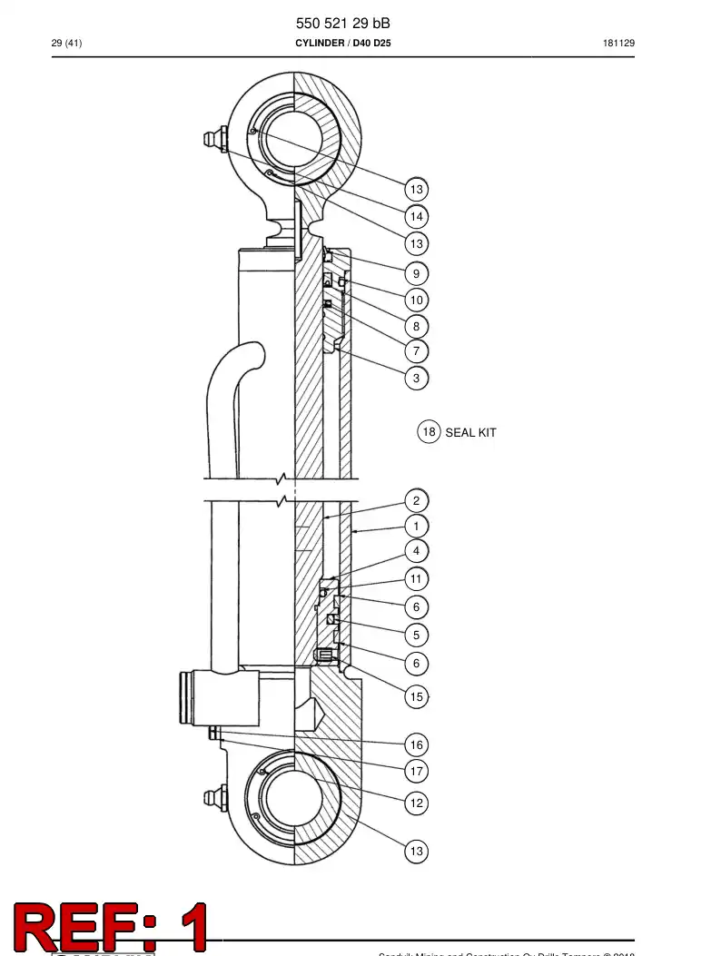 55181462 551 814 62 Tube, Cylinder - Sandvik Technical Drawing