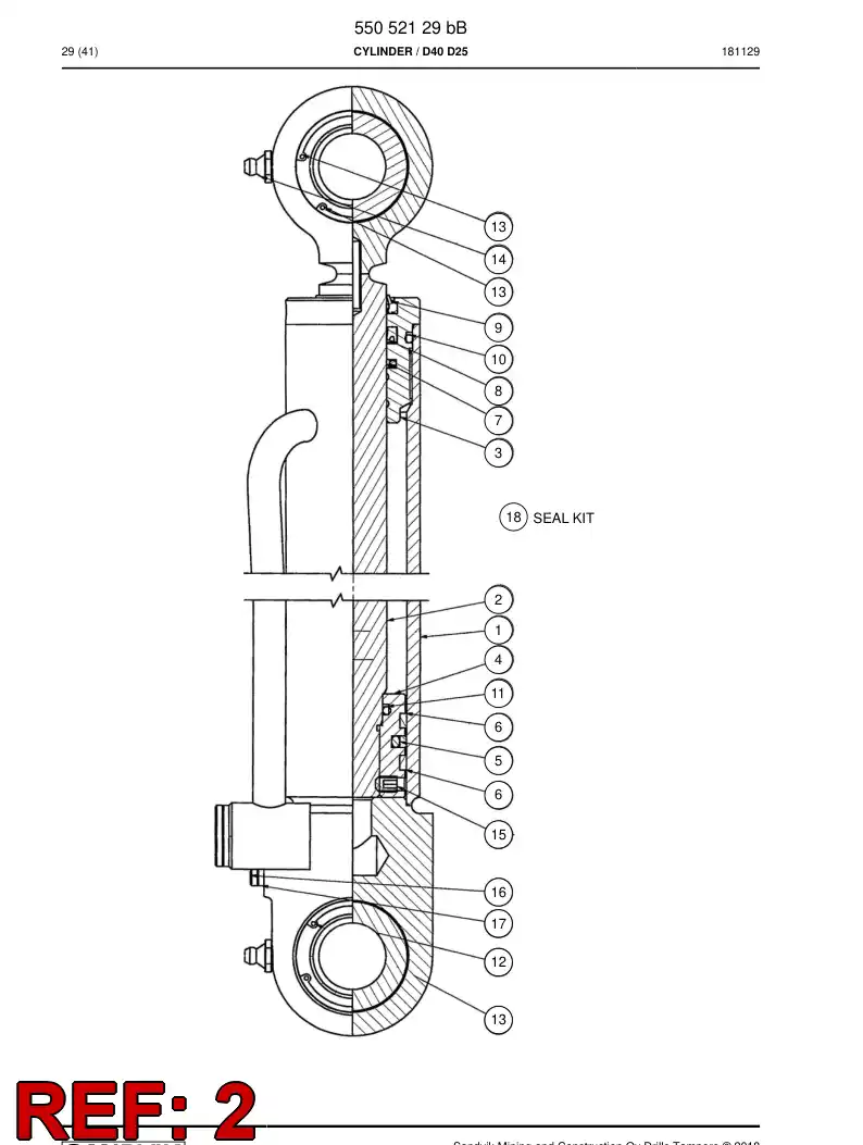 55181463 551 814 63 Rod, Cylinder - Sandvik Technical Drawing