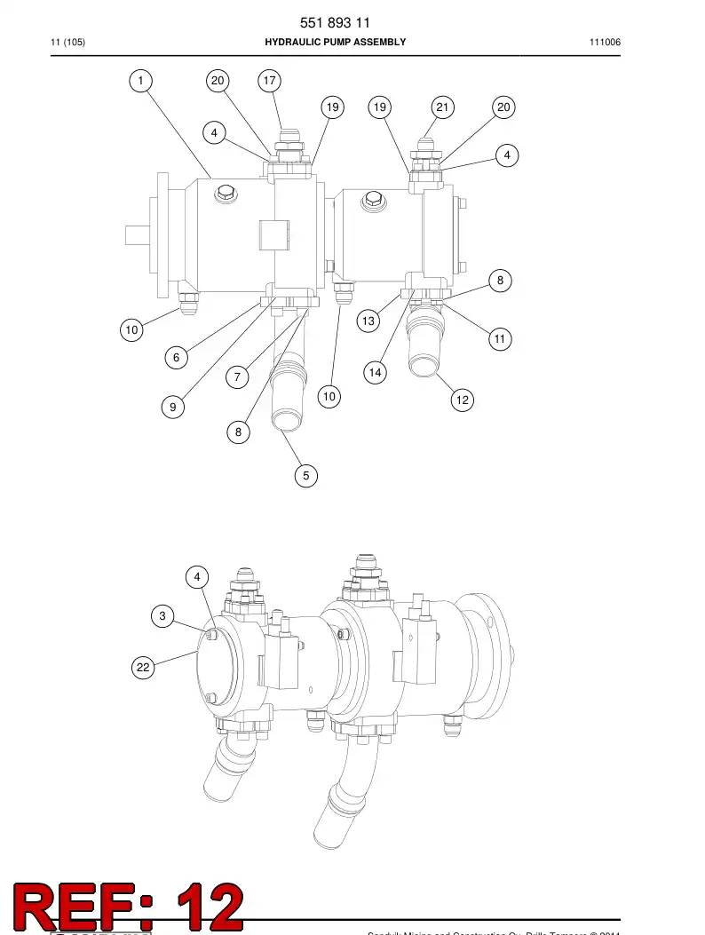 55181466 551 814 66 Fitting, Flange - Sandvik Technical Drawing