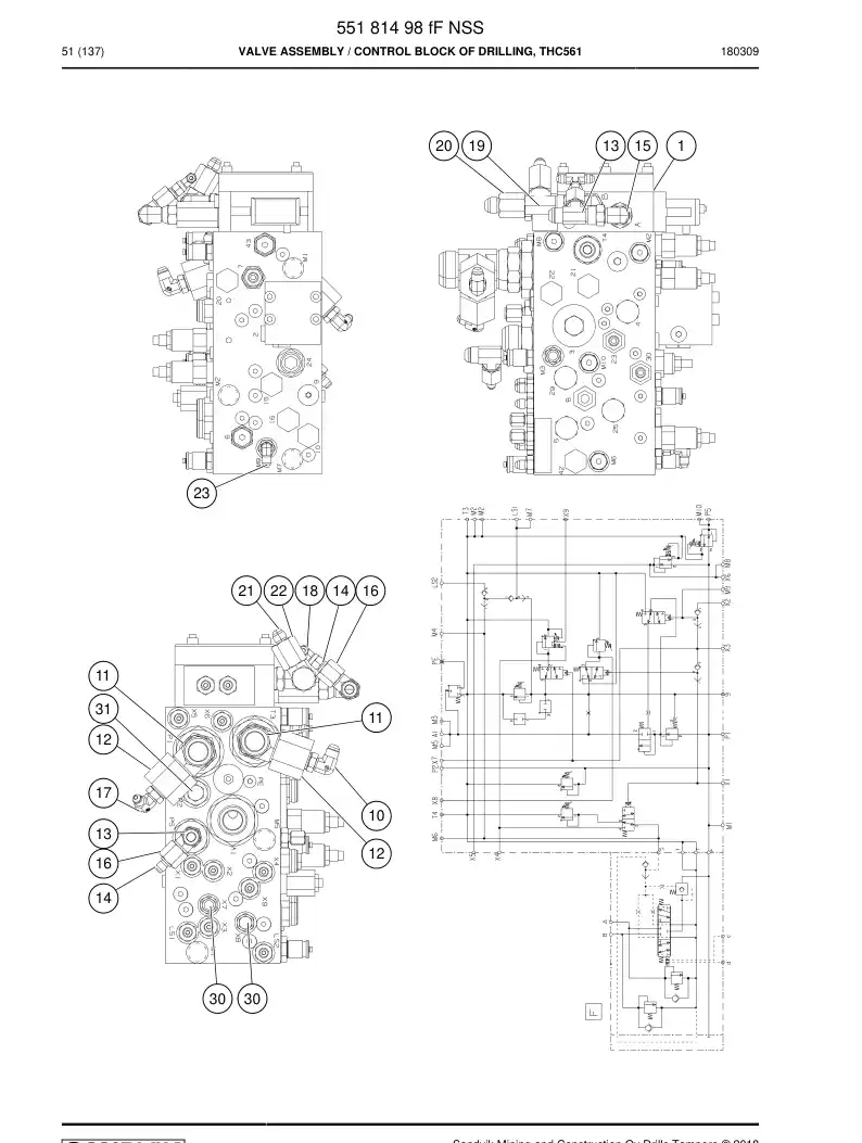 55181498f 551 814 98f Valve Assembly - Sandvik Technical Drawing