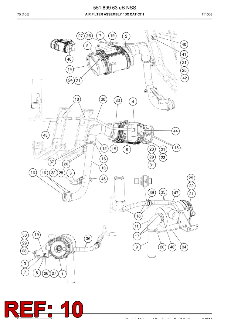 55181507a 551 815 07a Pipe, Intake - Sandvik Technical Drawing