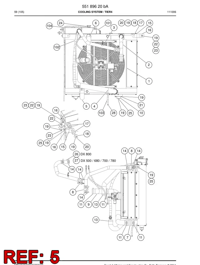 55181521 551 815 21 Hose, Water - Sandvik Technical Drawing