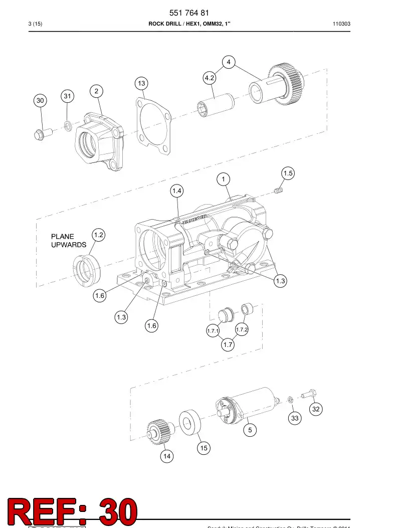 55181522 551 815 22 Bolt - Sandvik Technical Drawing