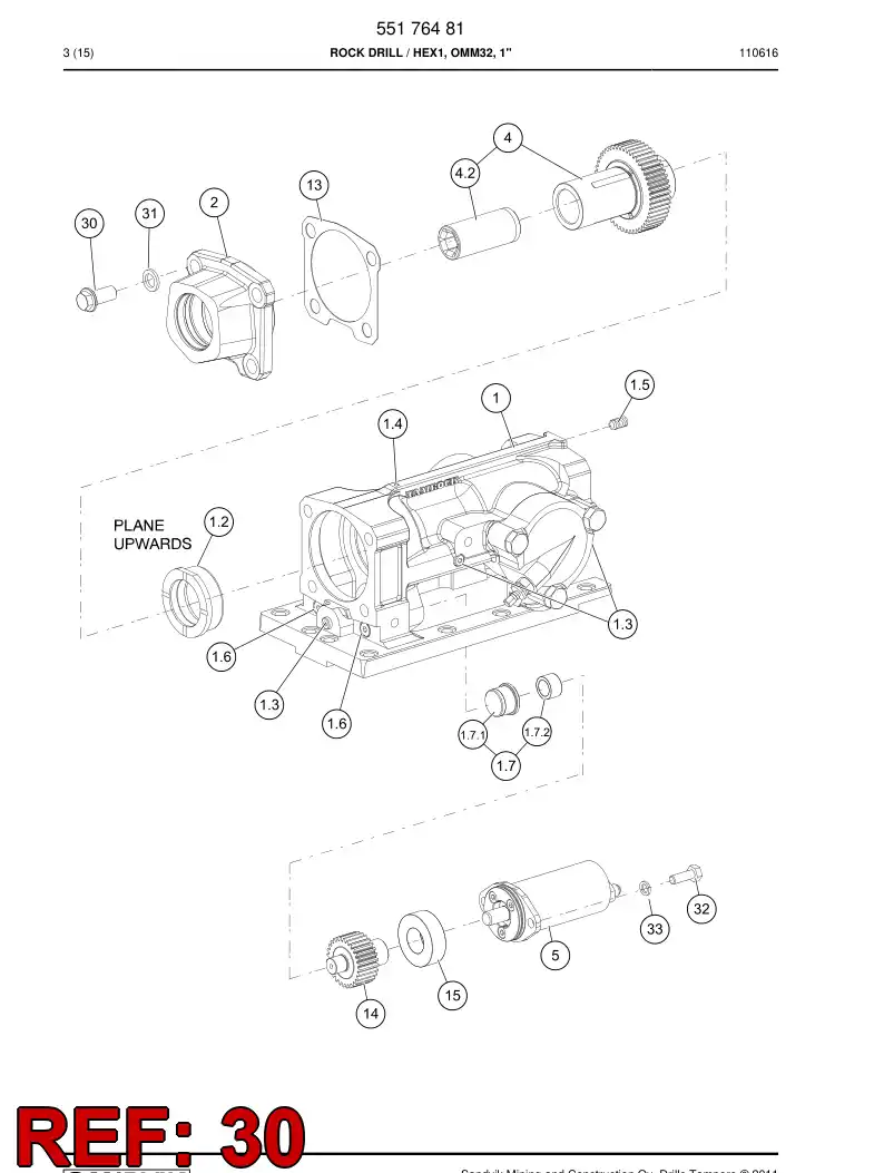 55181522a 551 815 22a Bolt - Sandvik Technical Drawing