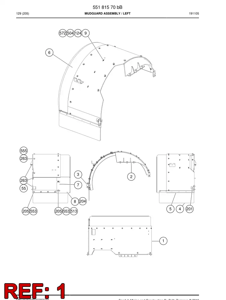 55181563 551 815 63 Mudguard - Sandvik Technical Drawing