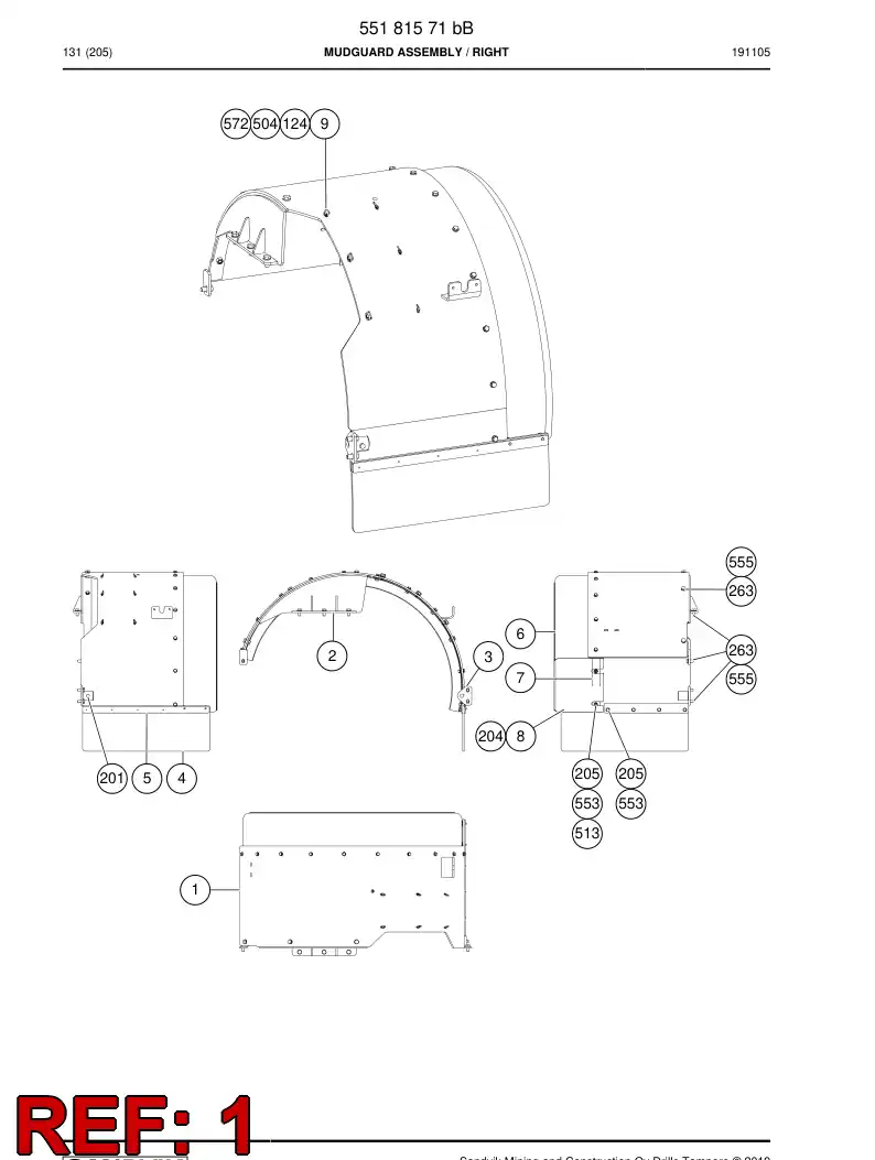 55181566 551 815 66 Mudguard - Sandvik Technical Drawing