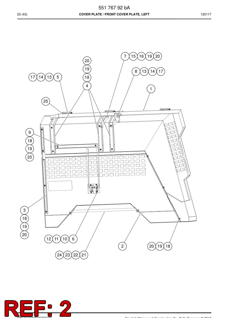 55181577 551 815 77 Plate, Cover - Sandvik Technical Drawing