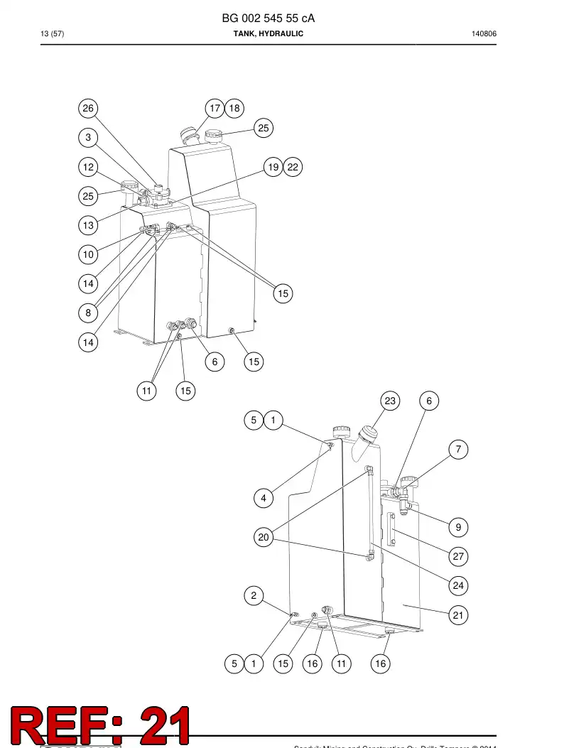 55181986 551 819 86 Tank, Fuel - Sandvik Technical Drawing