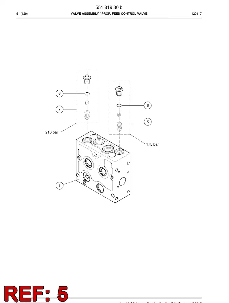 55182322 551 823 22 Valve, Pressure Relief - Sandvik Technical Drawing