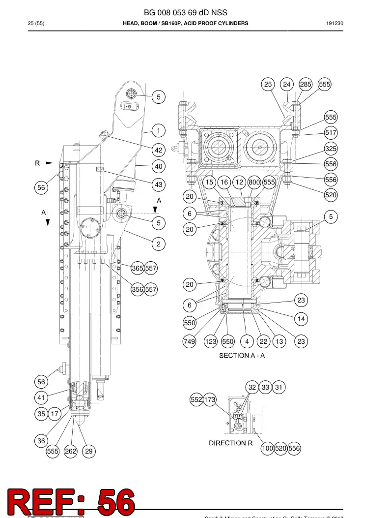 55182393 551 823 93 Sensor Assembly - Sandvik Technical Drawing