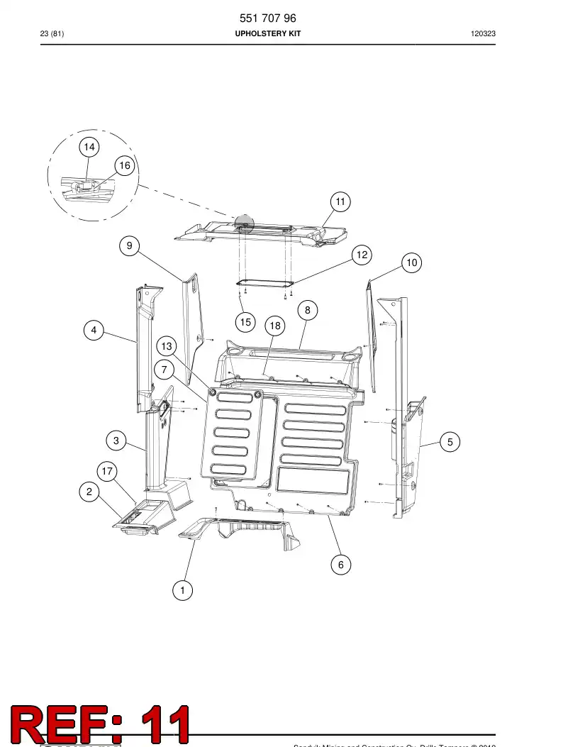 55182682a 551 826 82a Lining plate - Sandvik Technical Drawing