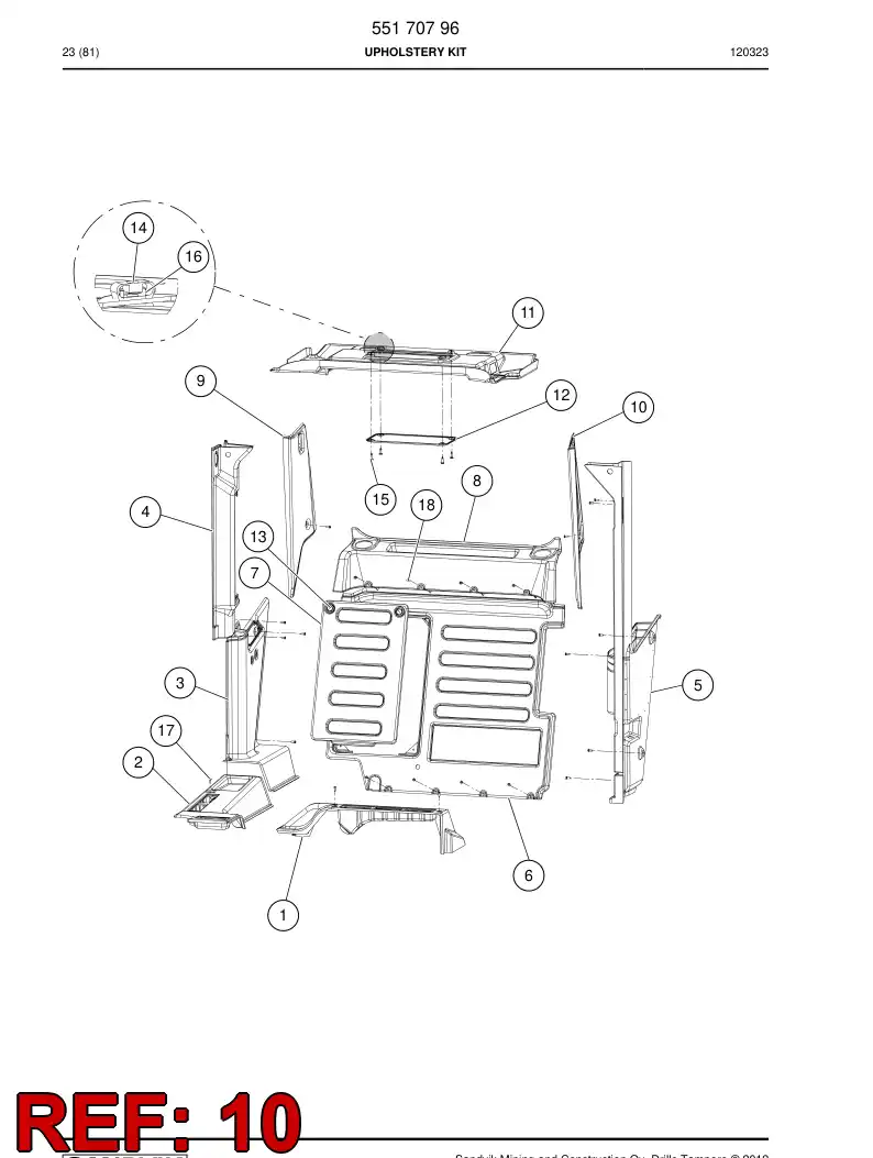 55182684a 551 826 84a Lining plate - Sandvik Technical Drawing