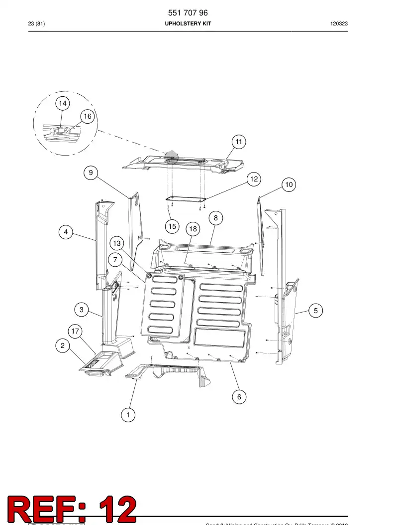 55182685a 551 826 85a Lining plate - Sandvik Technical Drawing