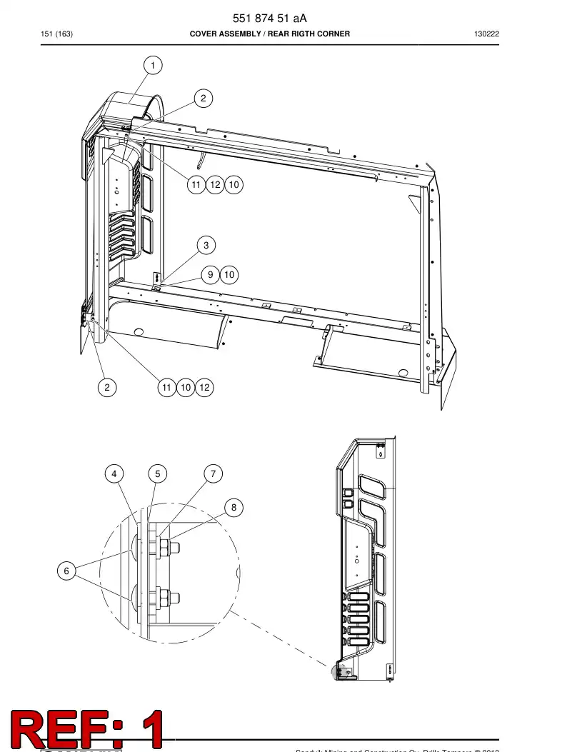 55183085a 551 830 85a Cover, Plastic - Sandvik Technical Drawing