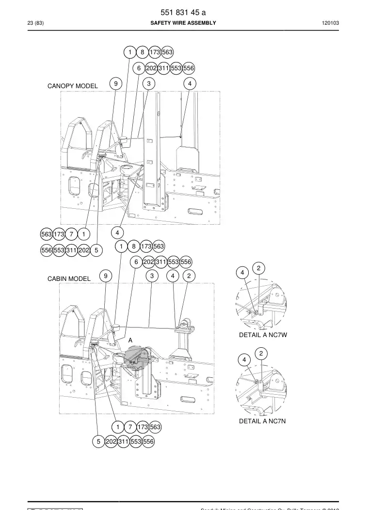 55183145a 551 831 45a Safety wire assembly - Sandvik Technical Drawing