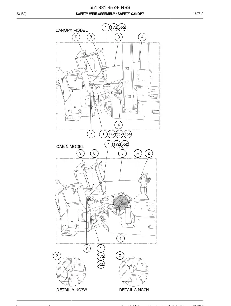 55183145e 551 831 45e ASSEMBLY CABLE DE SAFETYA - Sandvik Technical Drawing