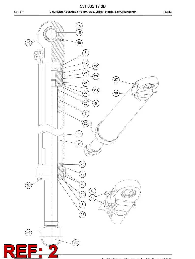 55183223 551 832 23 PISTON Rod Assembly - Sandvik Technical Drawing
