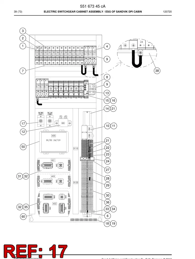 55183304 551 833 04 Mounting plate - Sandvik Technical Drawing