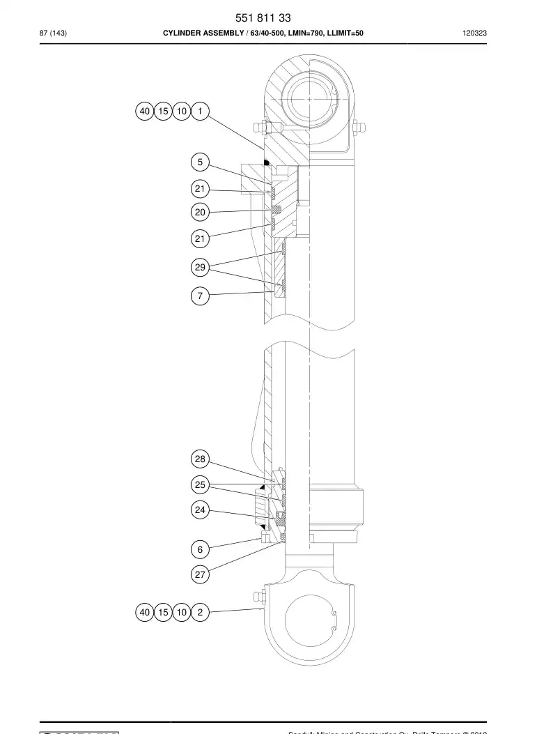 55183336 551 833 36 Seal kit - Sandvik Technical Drawing
