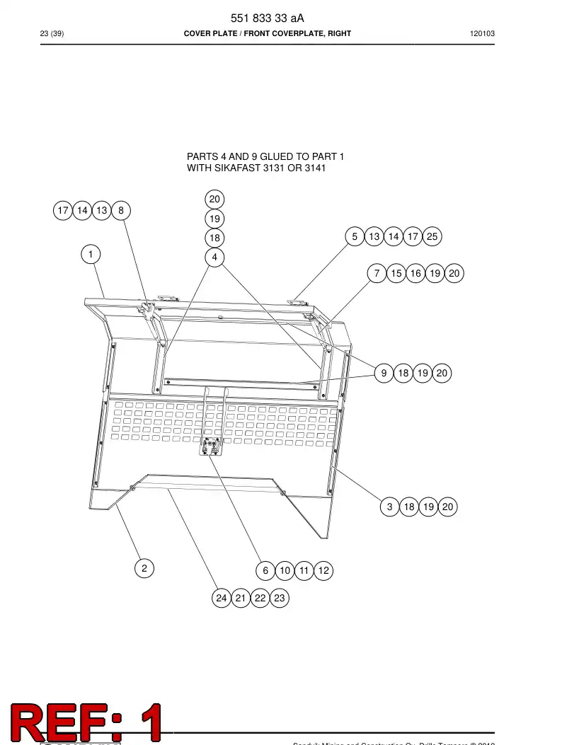 55183364 551 833 64 COVER PLATE - Sandvik Technical Drawing