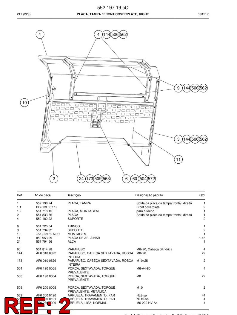 55183366 551 833 66 HOLEPLATE - Sandvik Technical Drawing
