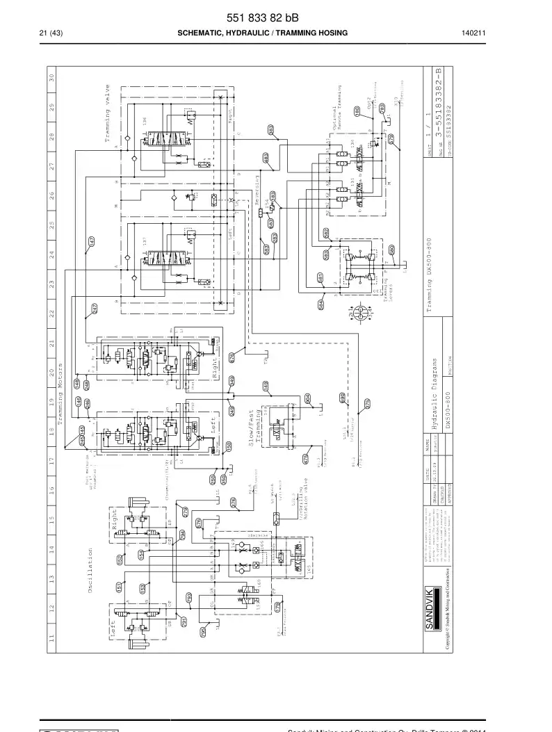 55183382b 551 833 82b Schematic, Hydraulic - Sandvik Technical Drawing