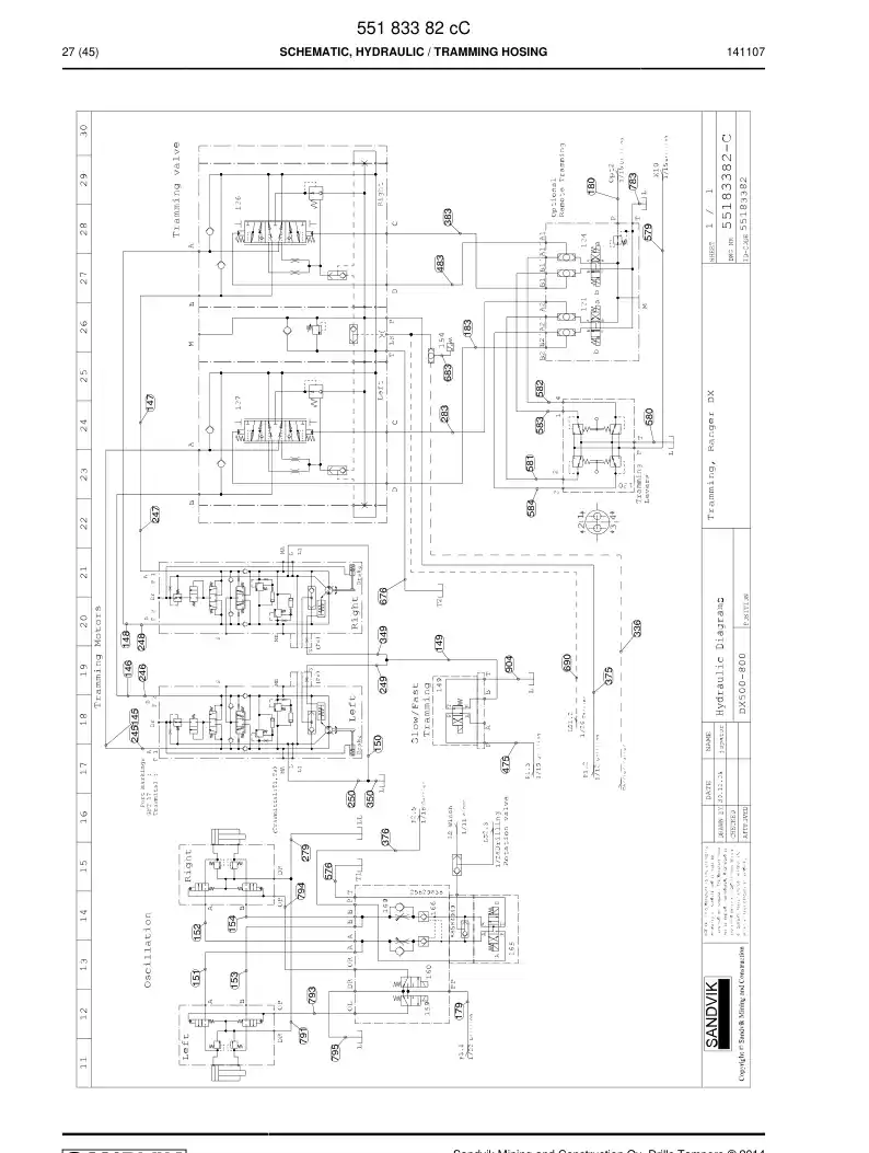 55183382c 551 833 82c Schematic, Hydraulic - Sandvik Technical Drawing
