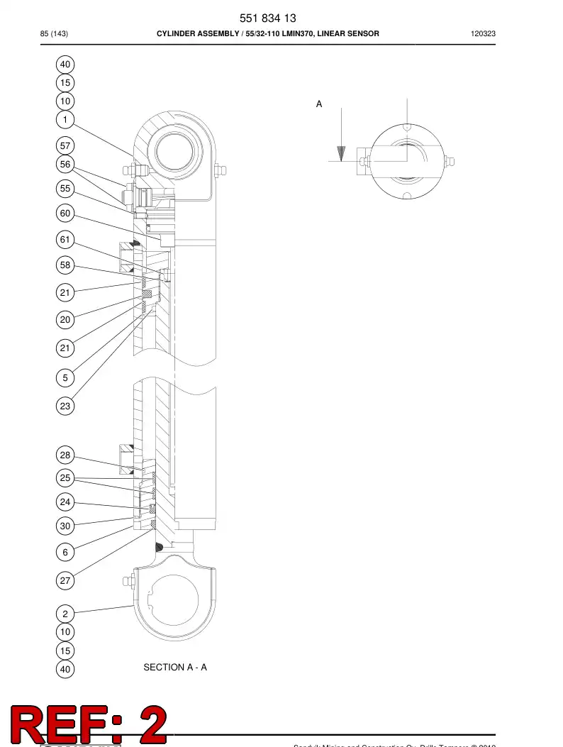 55183417 551 834 17 PISTON rod assembly - Sandvik Technical Drawing