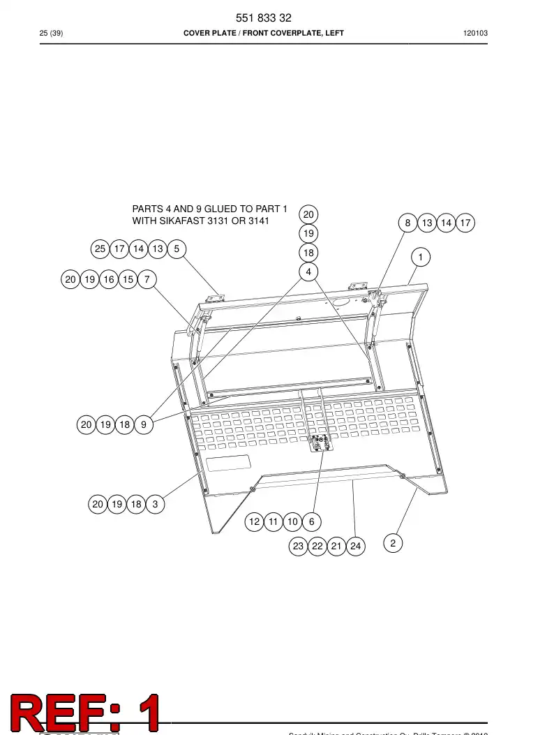55183430 551 834 30 COVER PLATE - Sandvik Technical Drawing