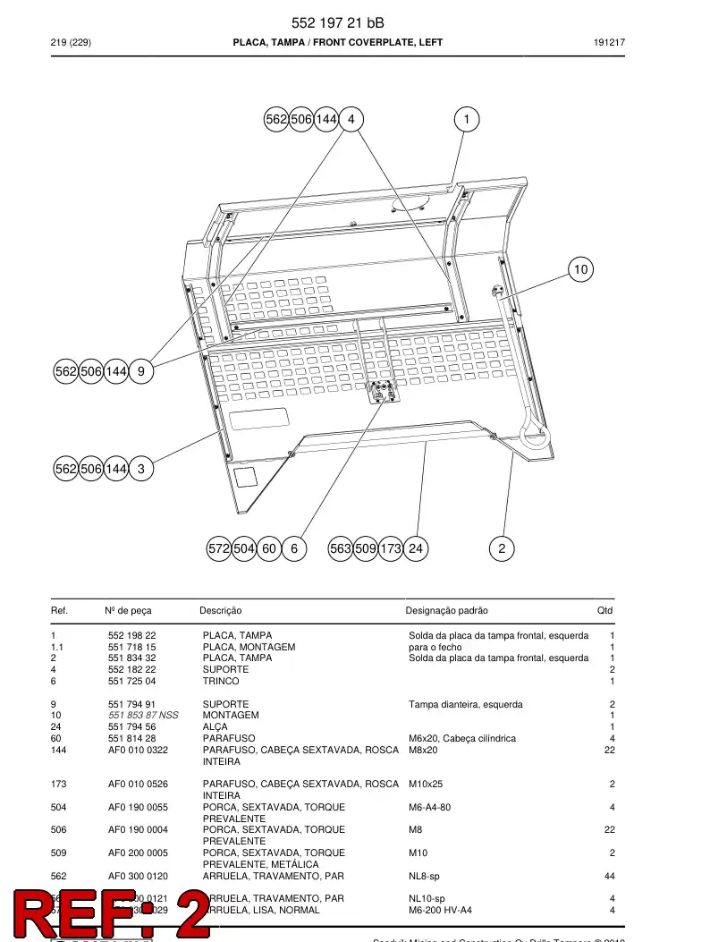 55183432 551 834 32 Plate, Cover - Sandvik Technical Drawing