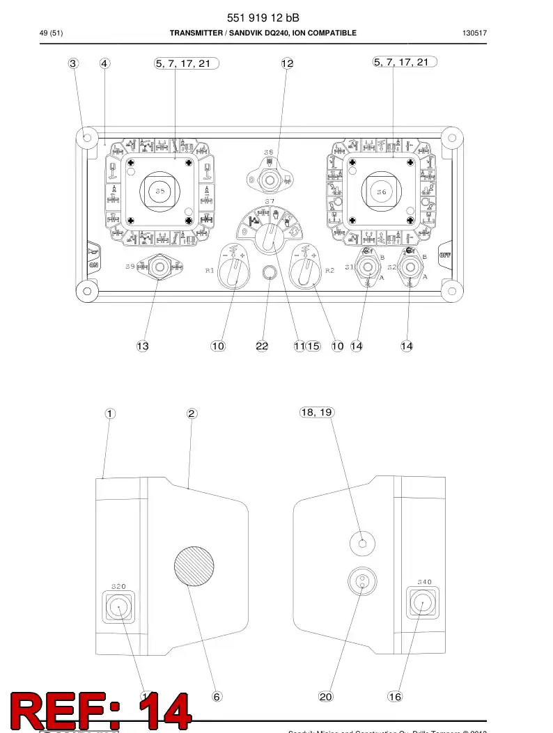 55183605 551 836 05 Switch, Toggle - Sandvik Technical Drawing