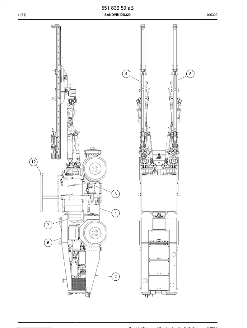 55183659a 551 836 59a SANDVIK DD320 - Sandvik Technical Drawing
