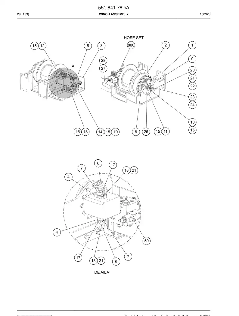 55184178d 551 841 78d Winch Assembly - Sandvik Technical Drawing