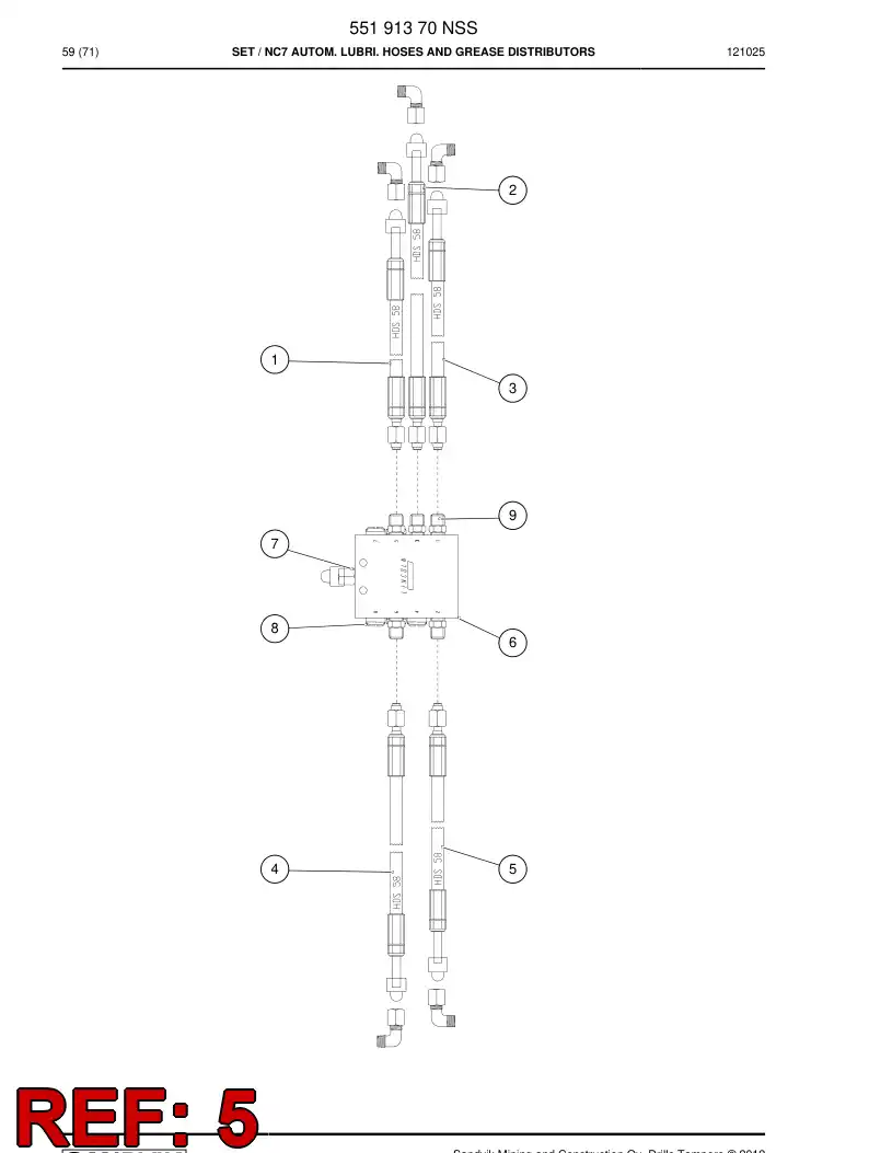 55184266 551 842 66 Hose - Sandvik Technical Drawing